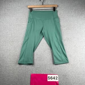 32 Degrees Cool Cropped Leggings Green Womens Small Performance Stretch